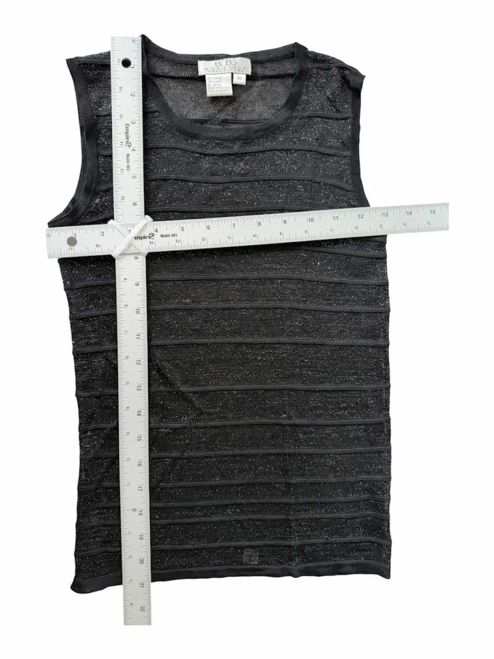 BCBG Collection Gold Shimmer Striped Sheer Mesh Sleeveless Top XS - Picture 6 of 6